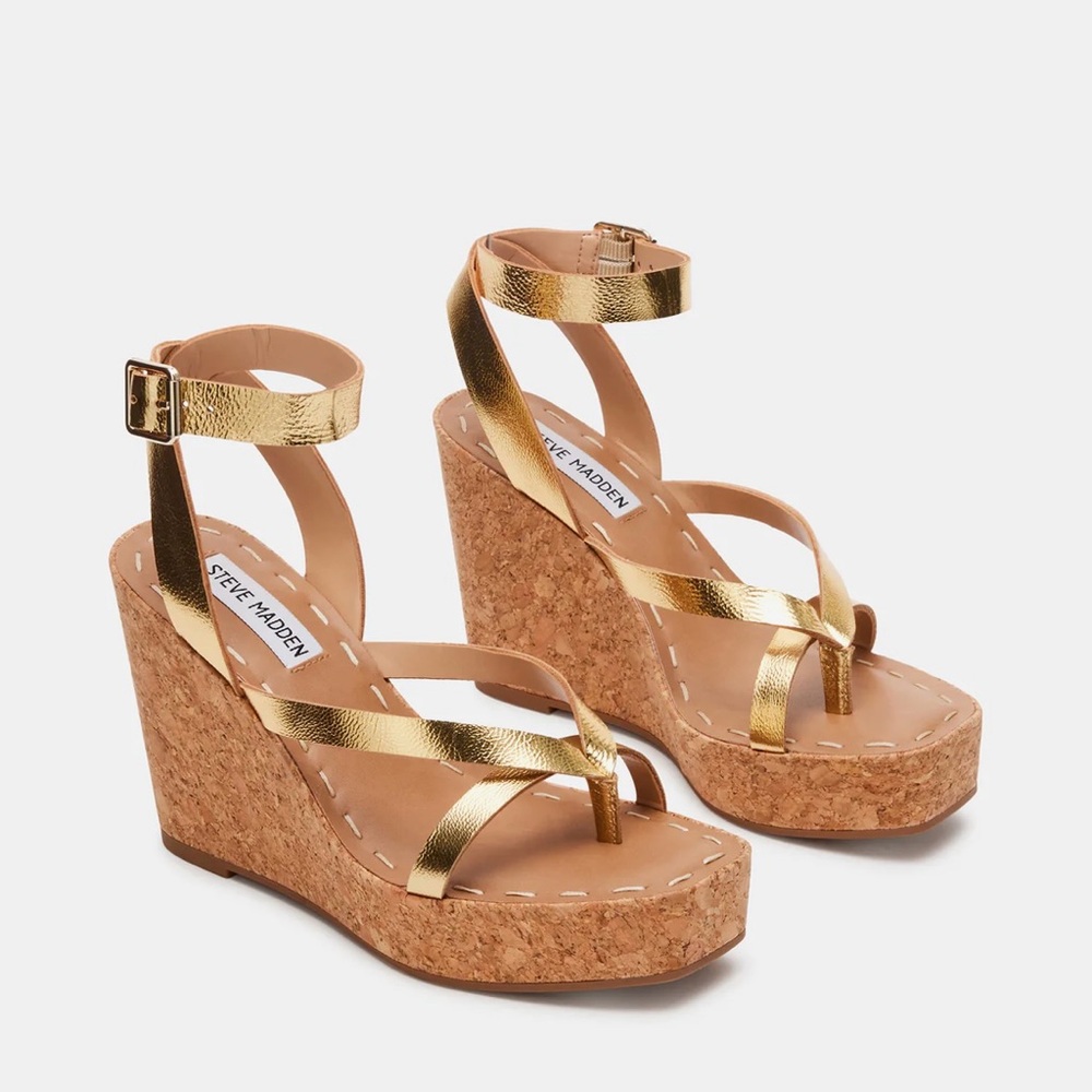 Steve Madden Gold Wedge Sandals